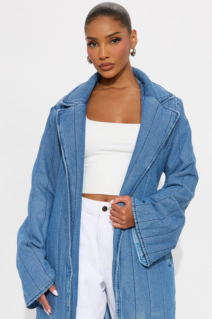 Trench en Denim Matelassé Kiara - Lavage Moyen