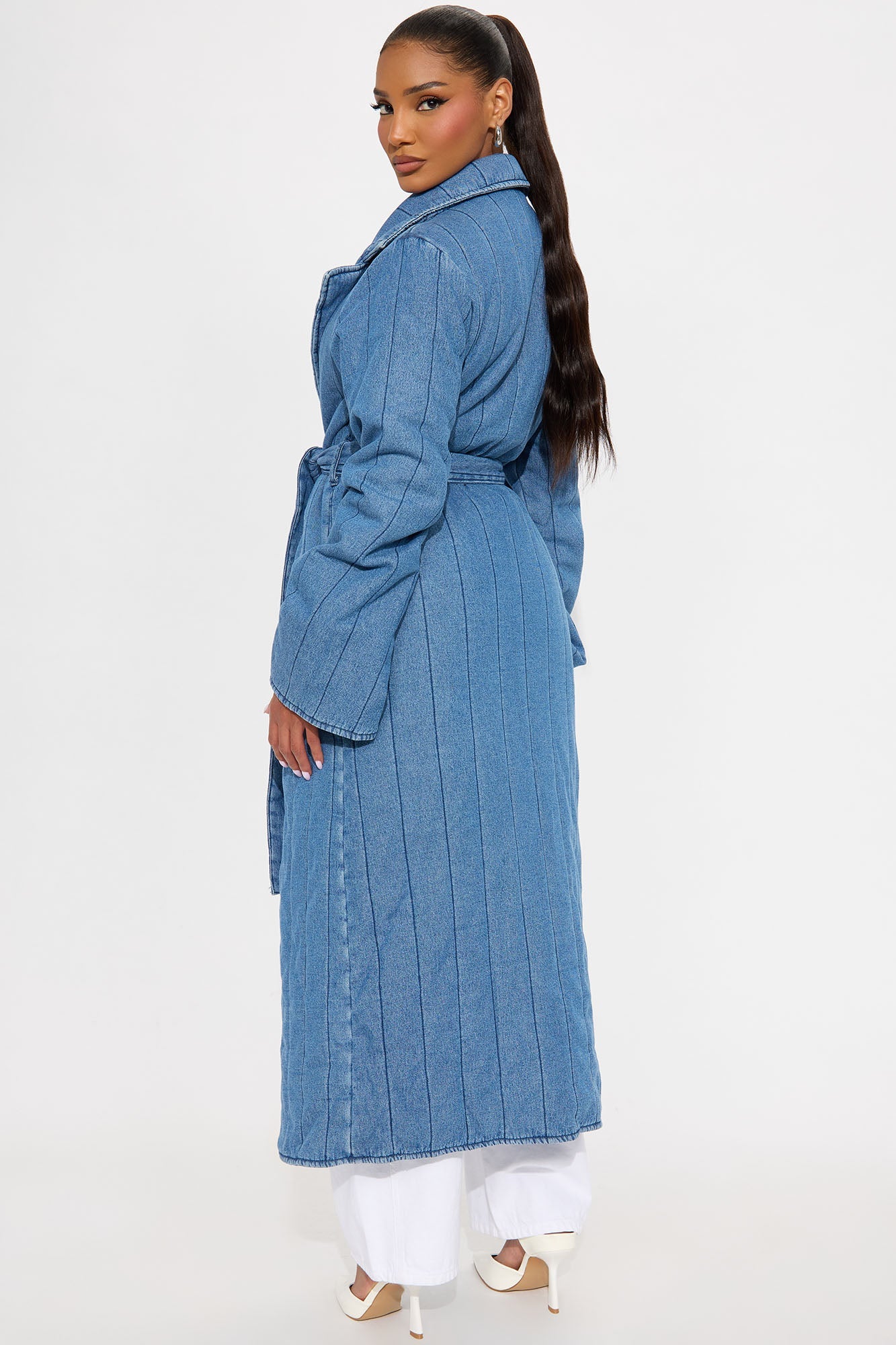 Trench en Denim Matelassé Kiara - Lavage Moyen