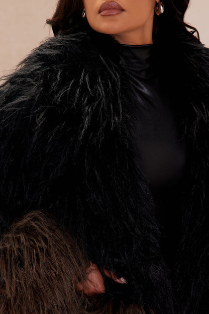 Manteau en Fourrure Luxe Aspen - Noir/Marron