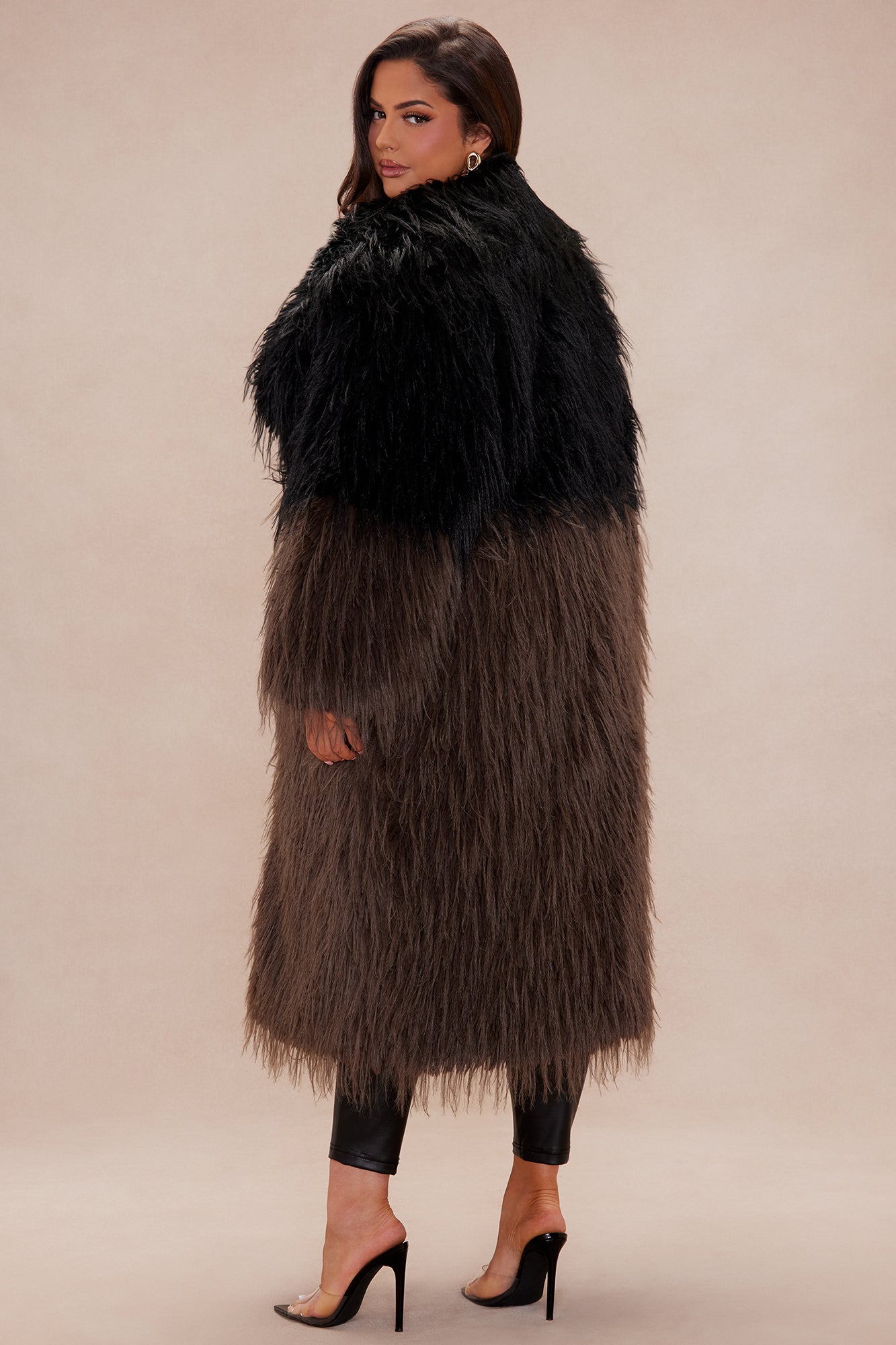 Manteau en Fourrure Luxe Aspen - Noir/Marron