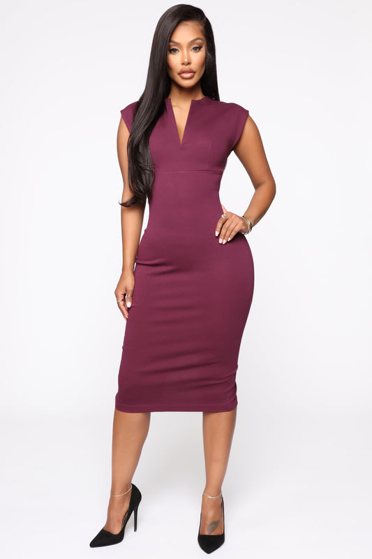 Robe Midi Sculptante CEO - Aubergine