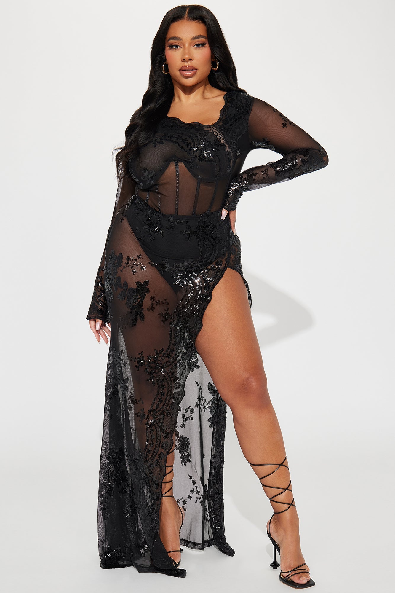 Robe Maxi Pailletée Glam Factor - Noir