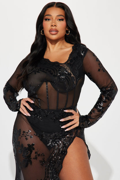 Robe Maxi Pailletée Glam Factor - Noir