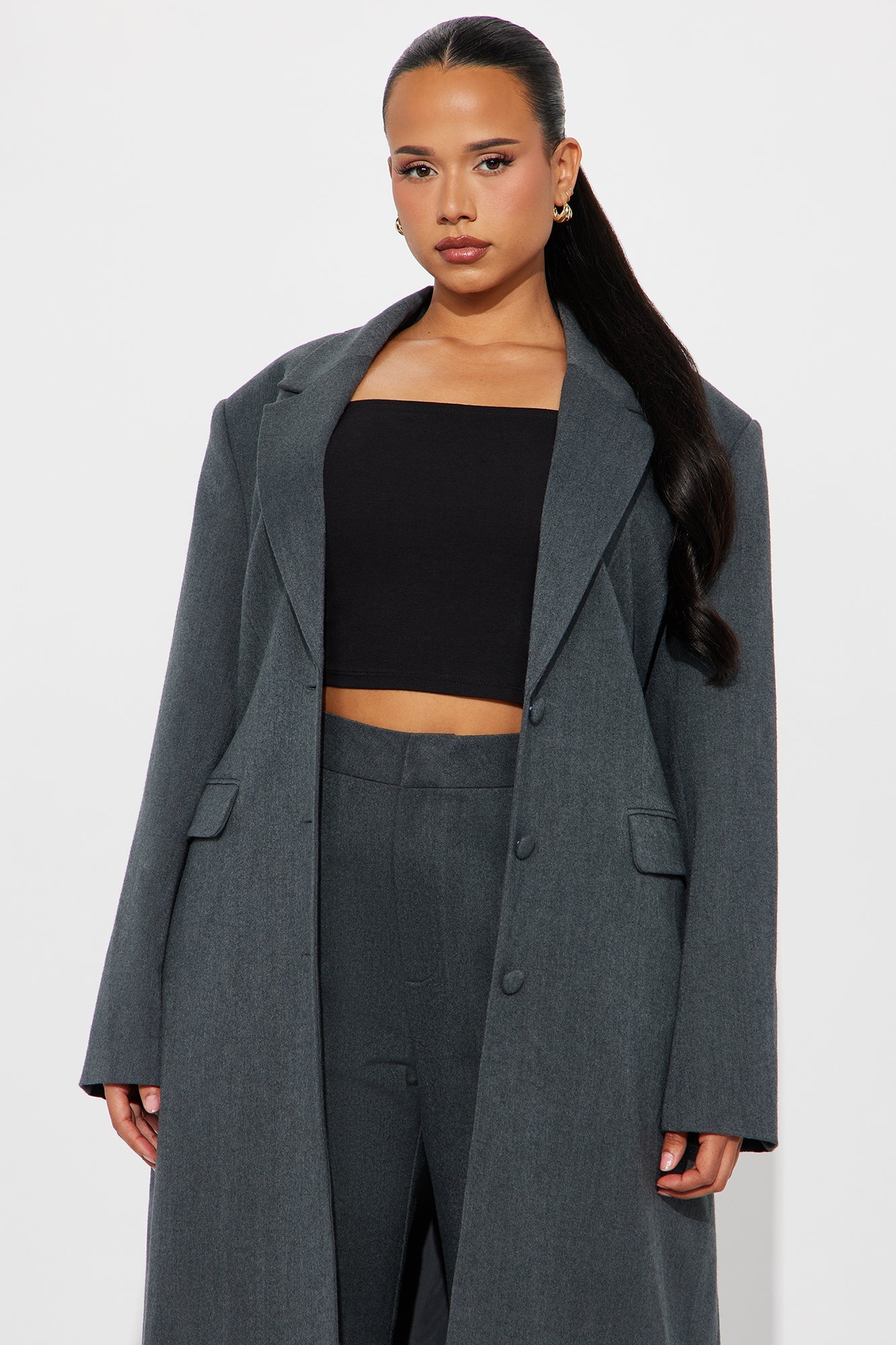 Manteau Trench de Niveau de Sophistication - Charbon