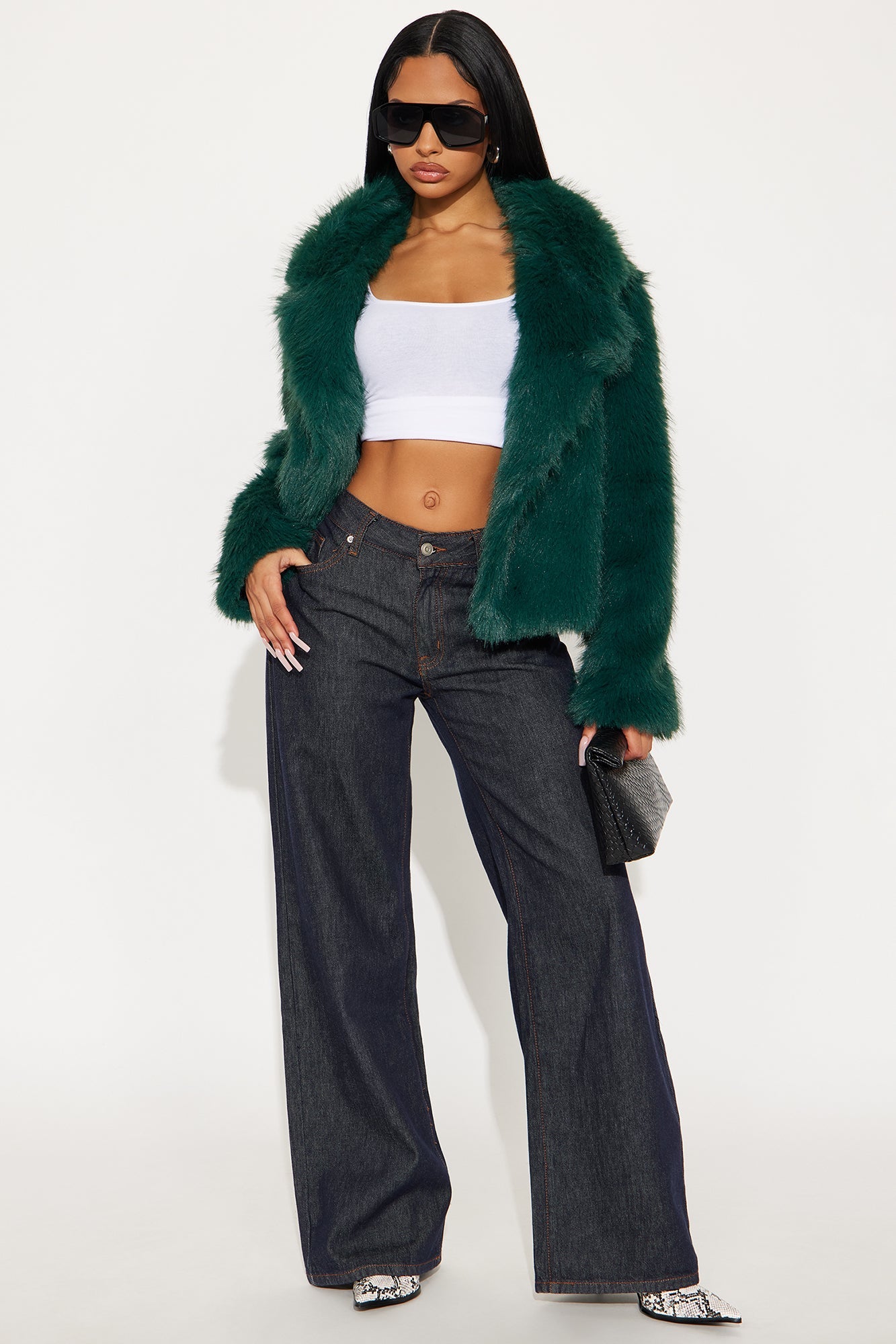 Manteau en Fausse Fourrure Kennedy - Vert Chasseur