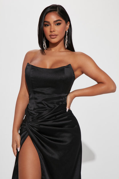 Ensemble Robe Maxi Satin Teagan - Noir