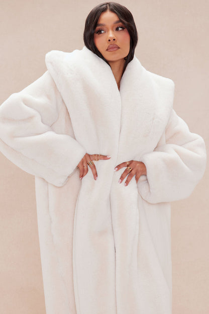 Manteau en Fourrure Synthétique - Crème