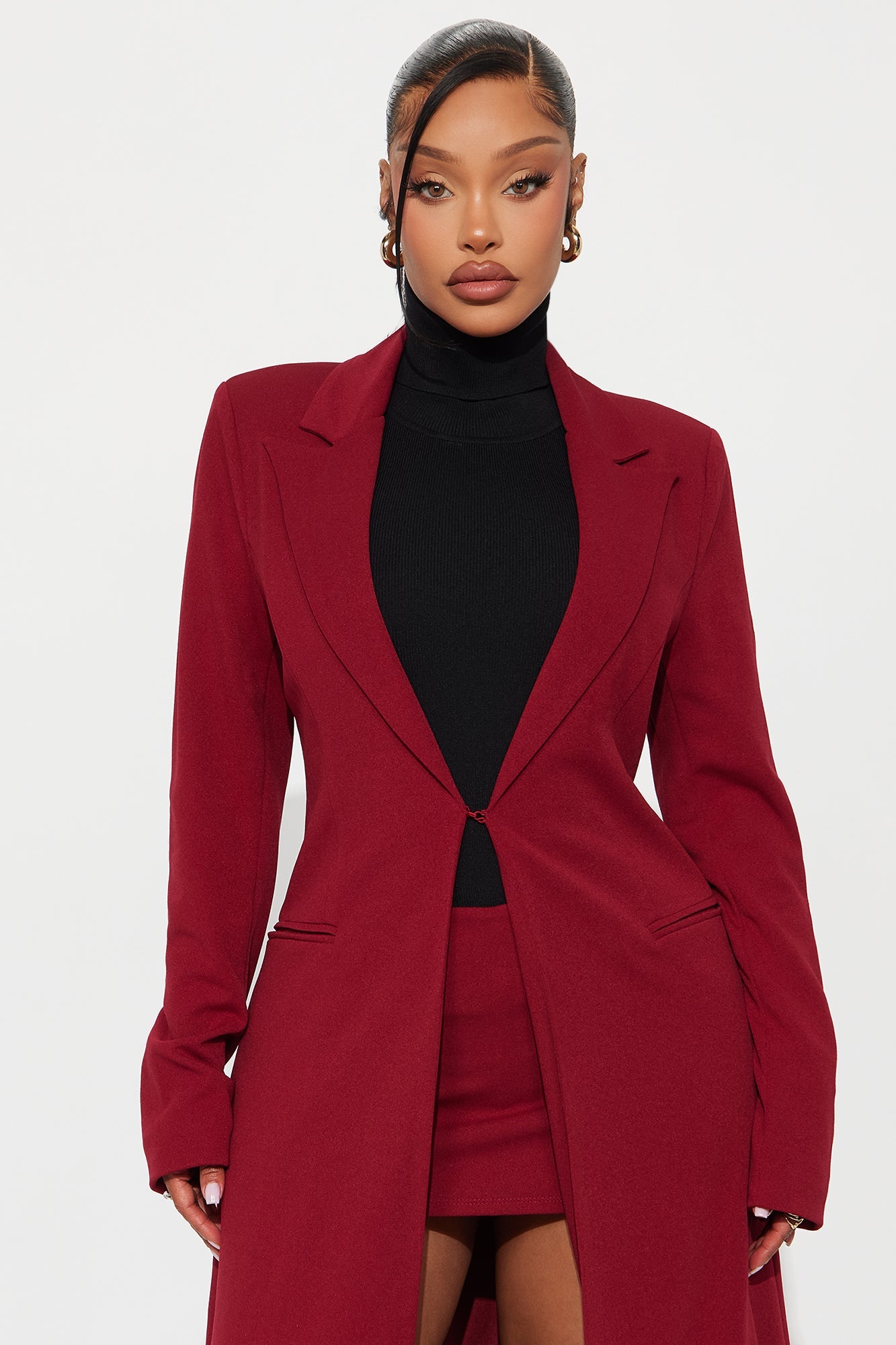 Manteau en Crêpe "Feeling Regal" - Vin