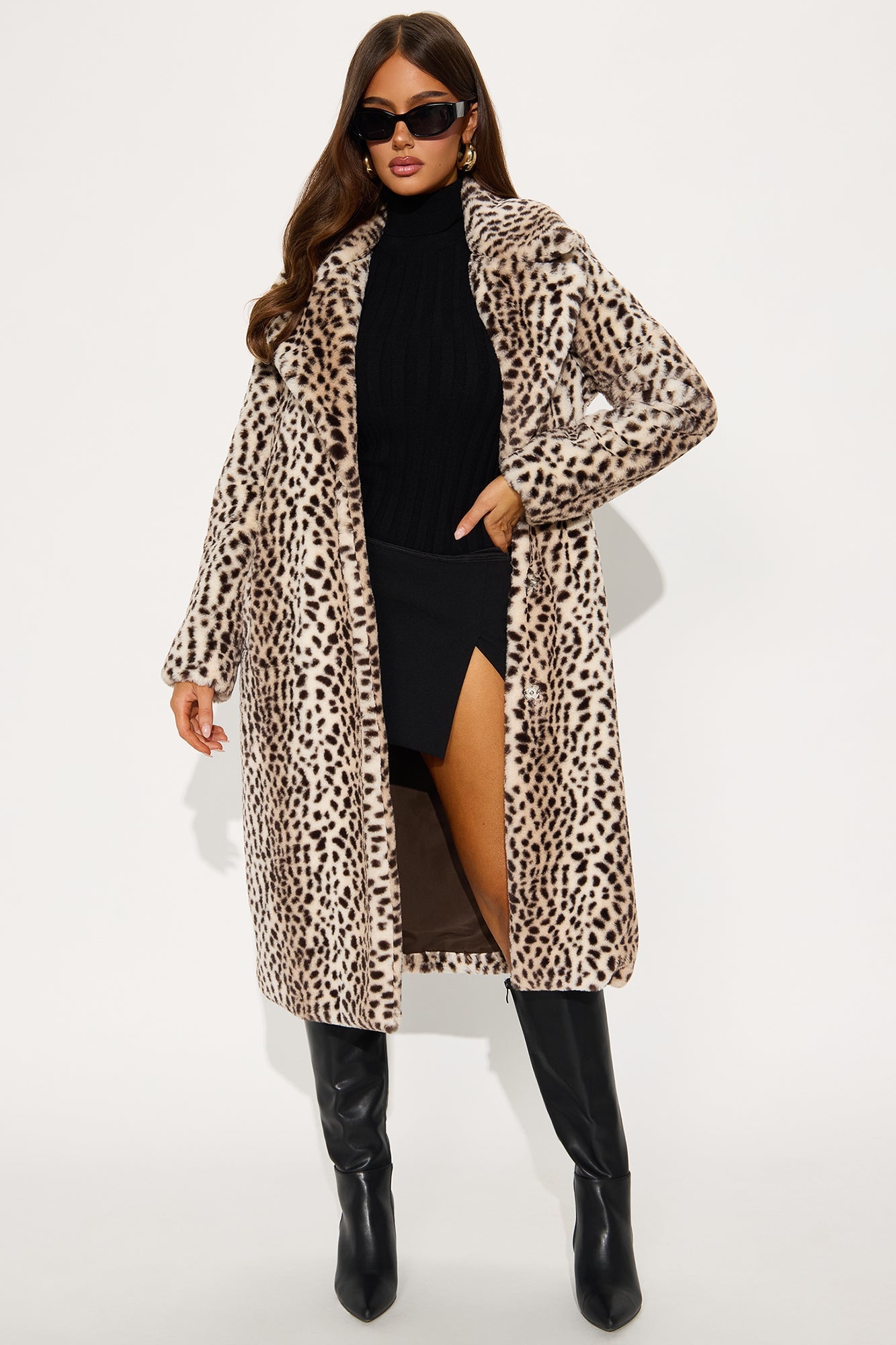 Manteau en Fausse Fourrure Imprimé Léopard Spotted Drama - Léopard