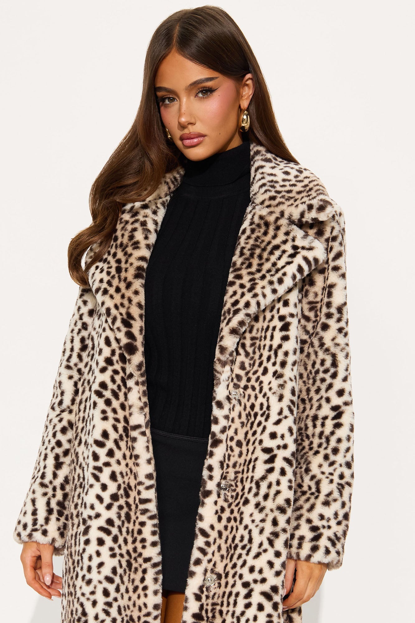 Manteau en Fausse Fourrure Imprimé Léopard Spotted Drama - Léopard