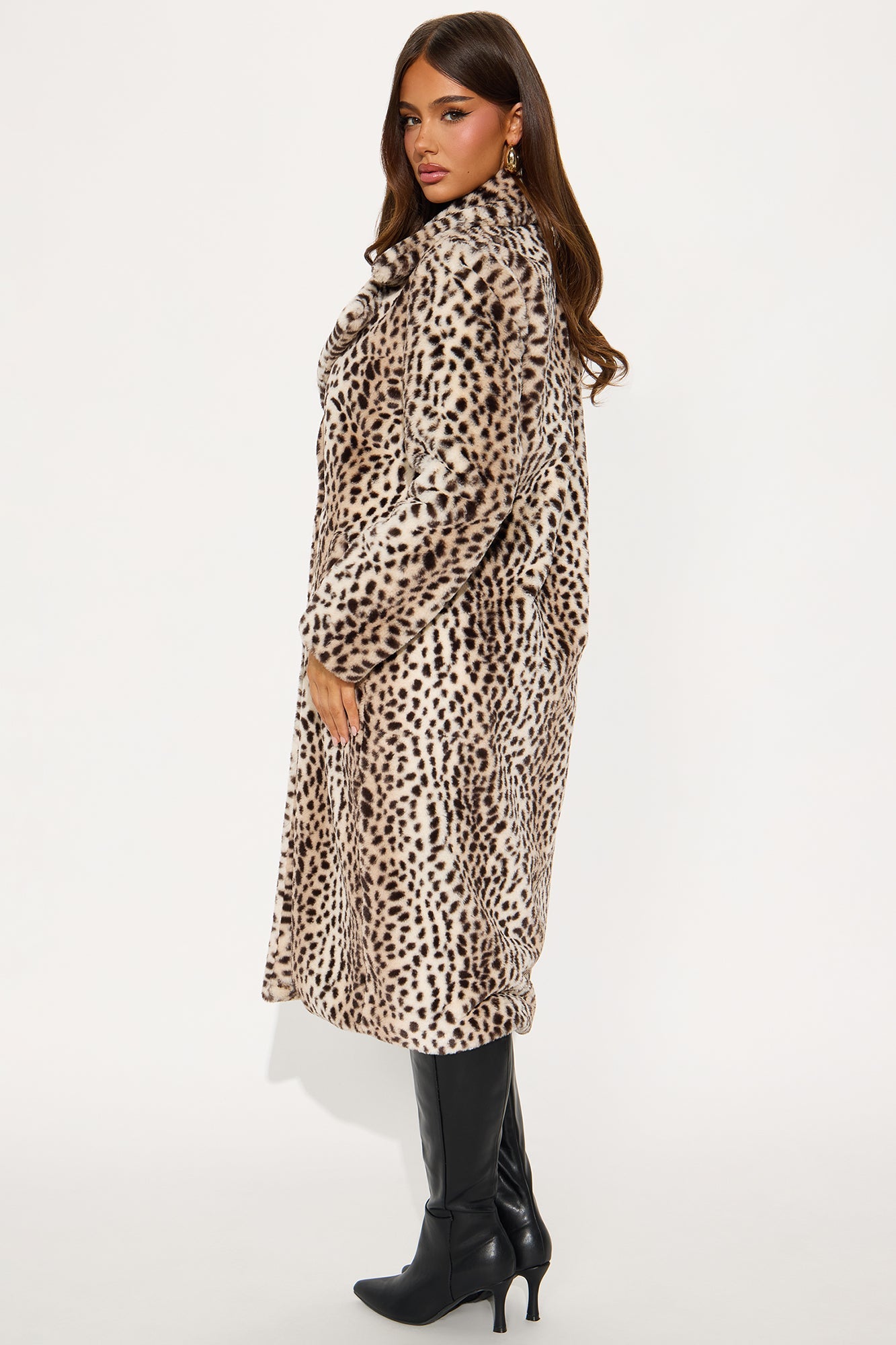 Manteau en Fausse Fourrure Imprimé Léopard Spotted Drama - Léopard