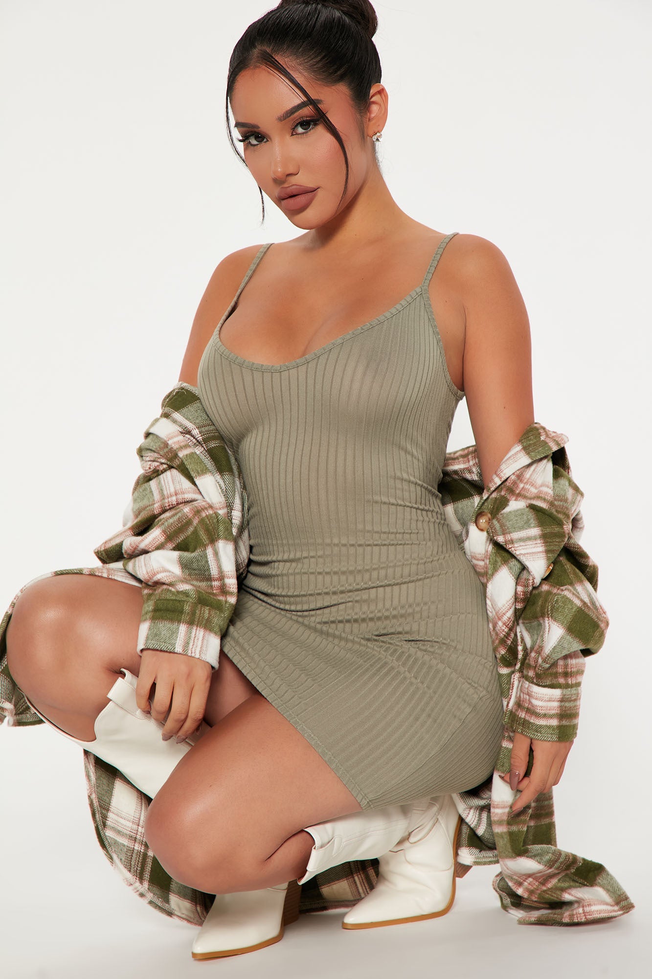 Robe Mini Cami Côtelée Erin - Vert