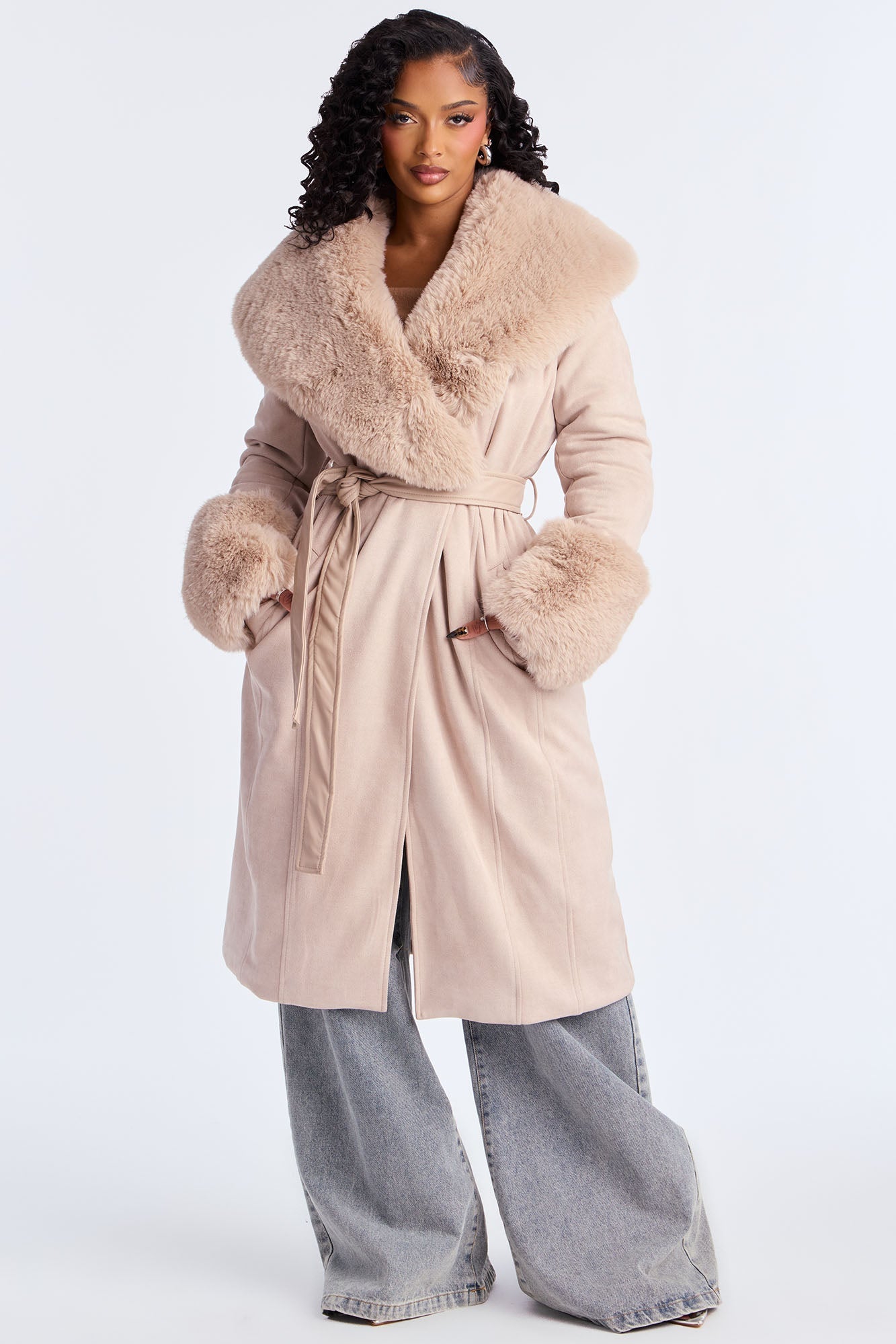 Manteau Trench en Laine Ceinturé Delaney - Beige