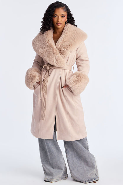 Manteau Trench en Laine Ceinturé Delaney - Beige