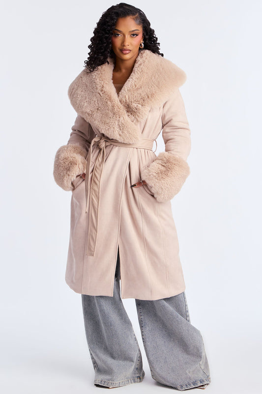 Manteau Trench en Laine Ceinturé Delaney - Beige