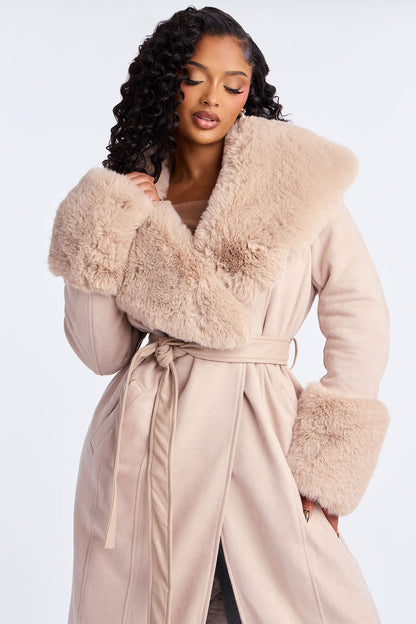 Manteau Trench en Laine Ceinturé Delaney - Beige