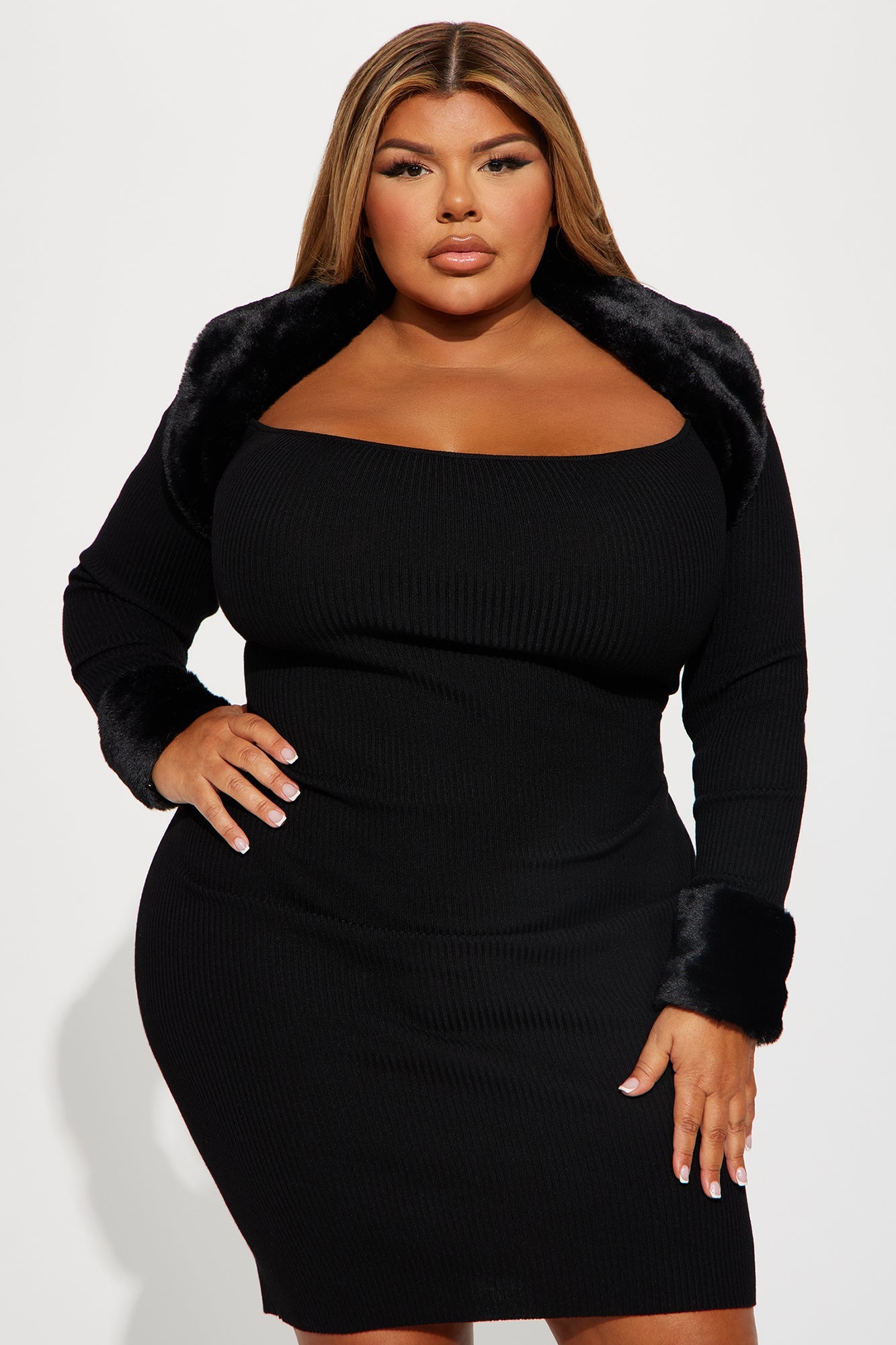 Robe Midi en Peluche Shilah - Noir