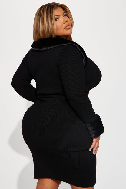 Robe Midi en Peluche Shilah - Noir