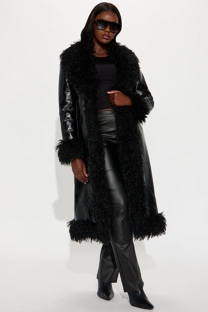 Trench en Similicuir "Caught In Spotlight" - Noir