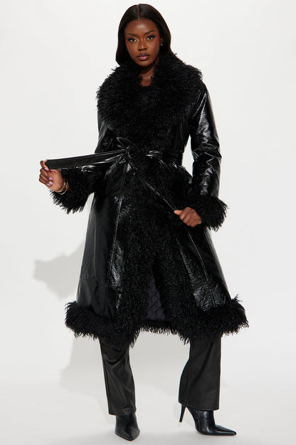 Trench en Similicuir "Caught In Spotlight" - Noir