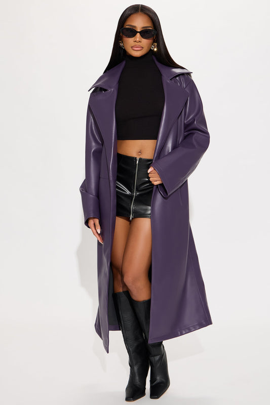 Manteau en Similicuir Undercover Lover - Prune