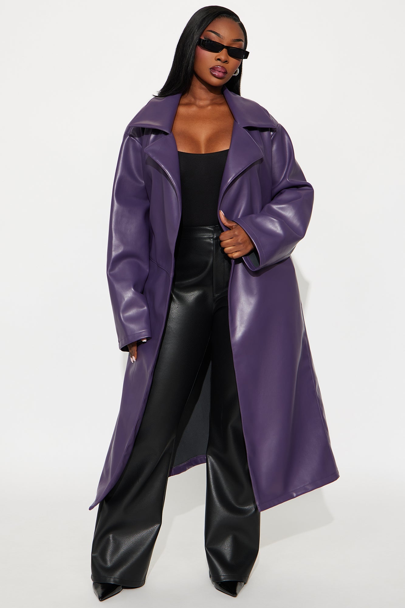 Manteau en Similicuir Undercover Lover - Prune