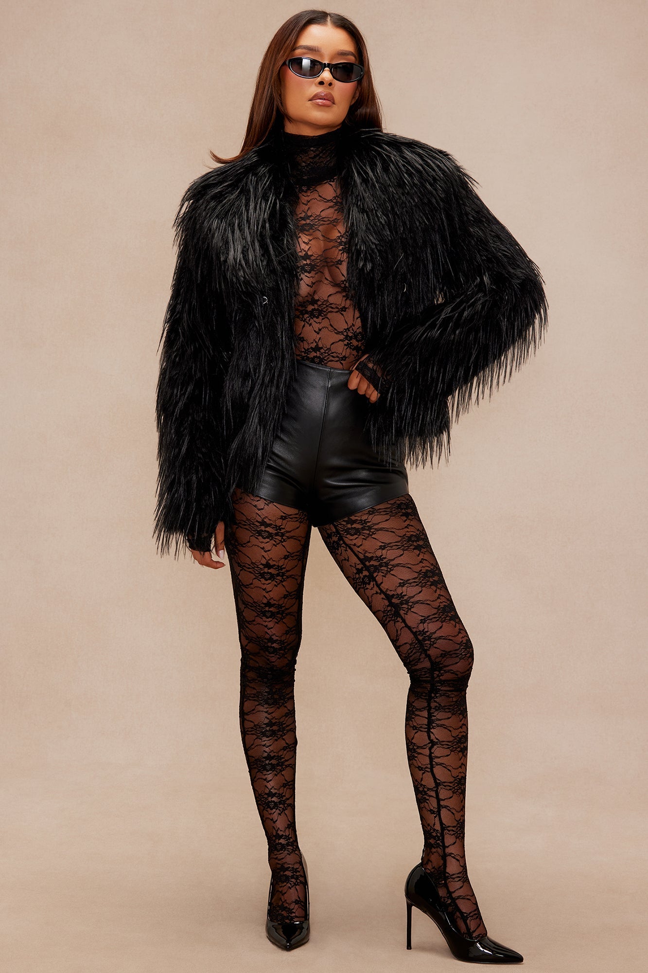 Veste en Fausse Fourrure Anastasia - Noir