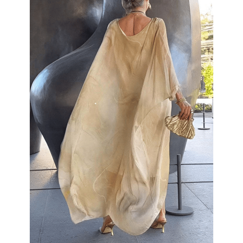 Kyra - Robe Maxi en Chiffon Imprimé Marbré