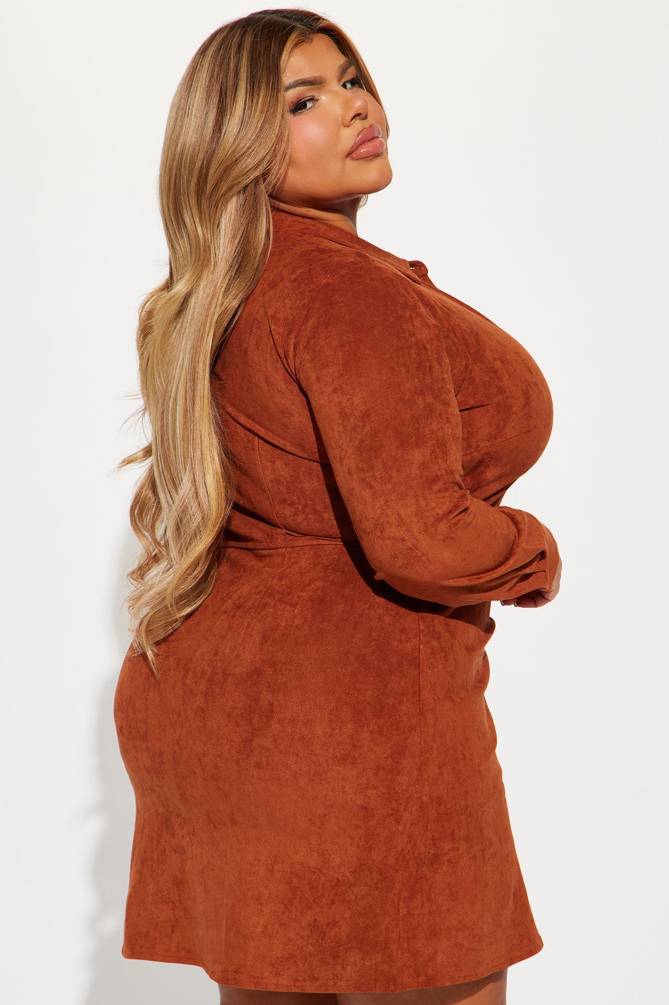 Robe Mini Suédée Travaillée - Rouille