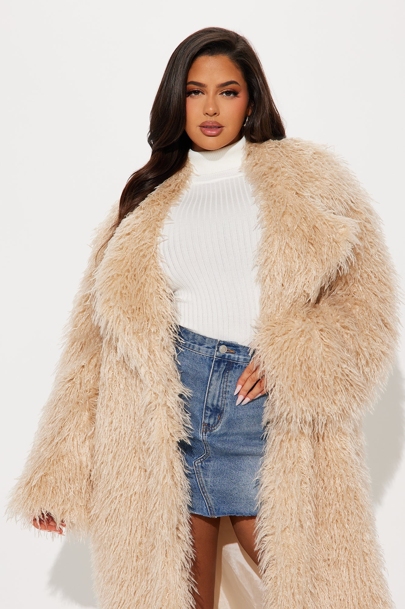 Manteau Trench en Fausse Fourrure Nikita - Tan