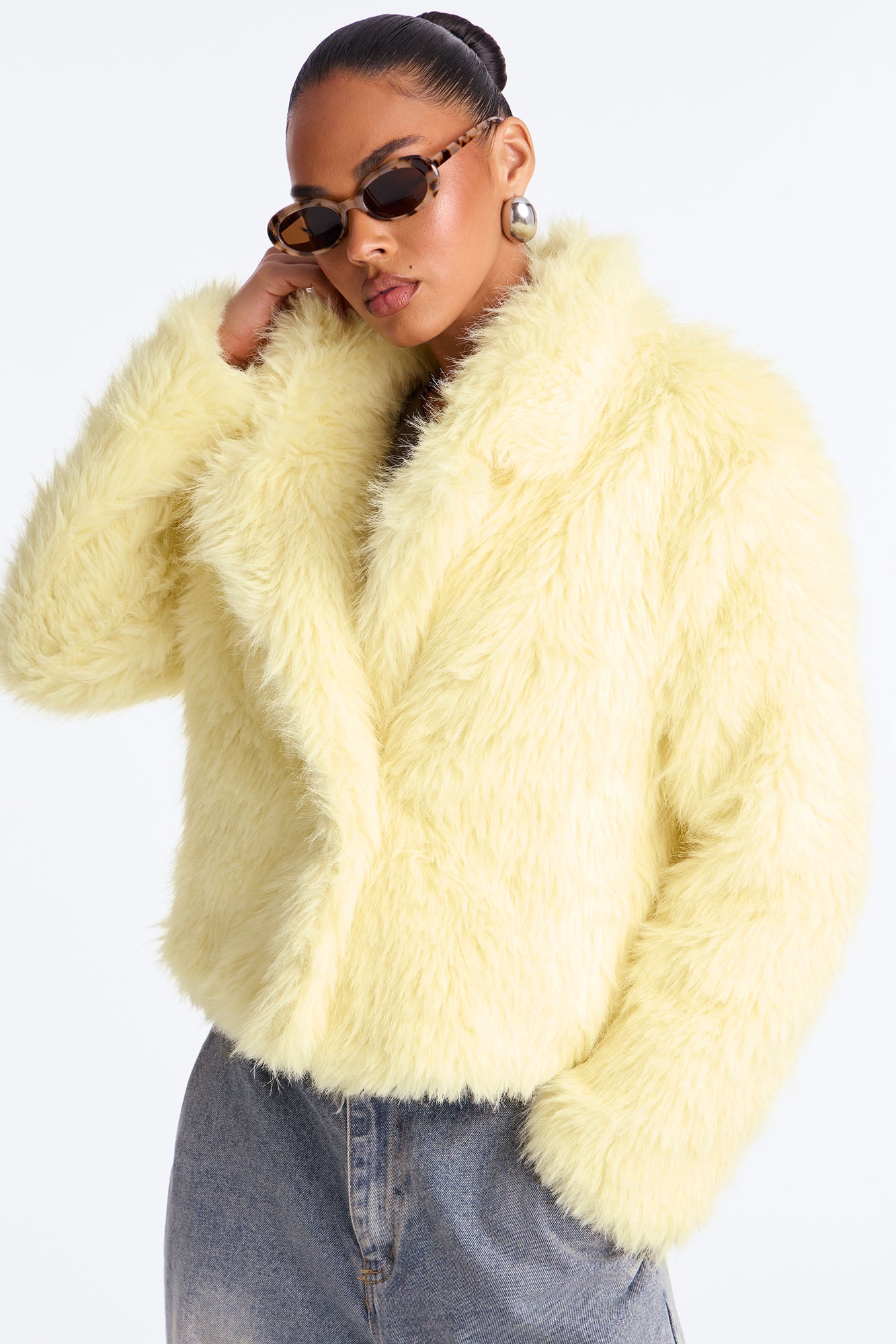 Manteau en Fausse Fourrure Kennedy - Jaune Beurre