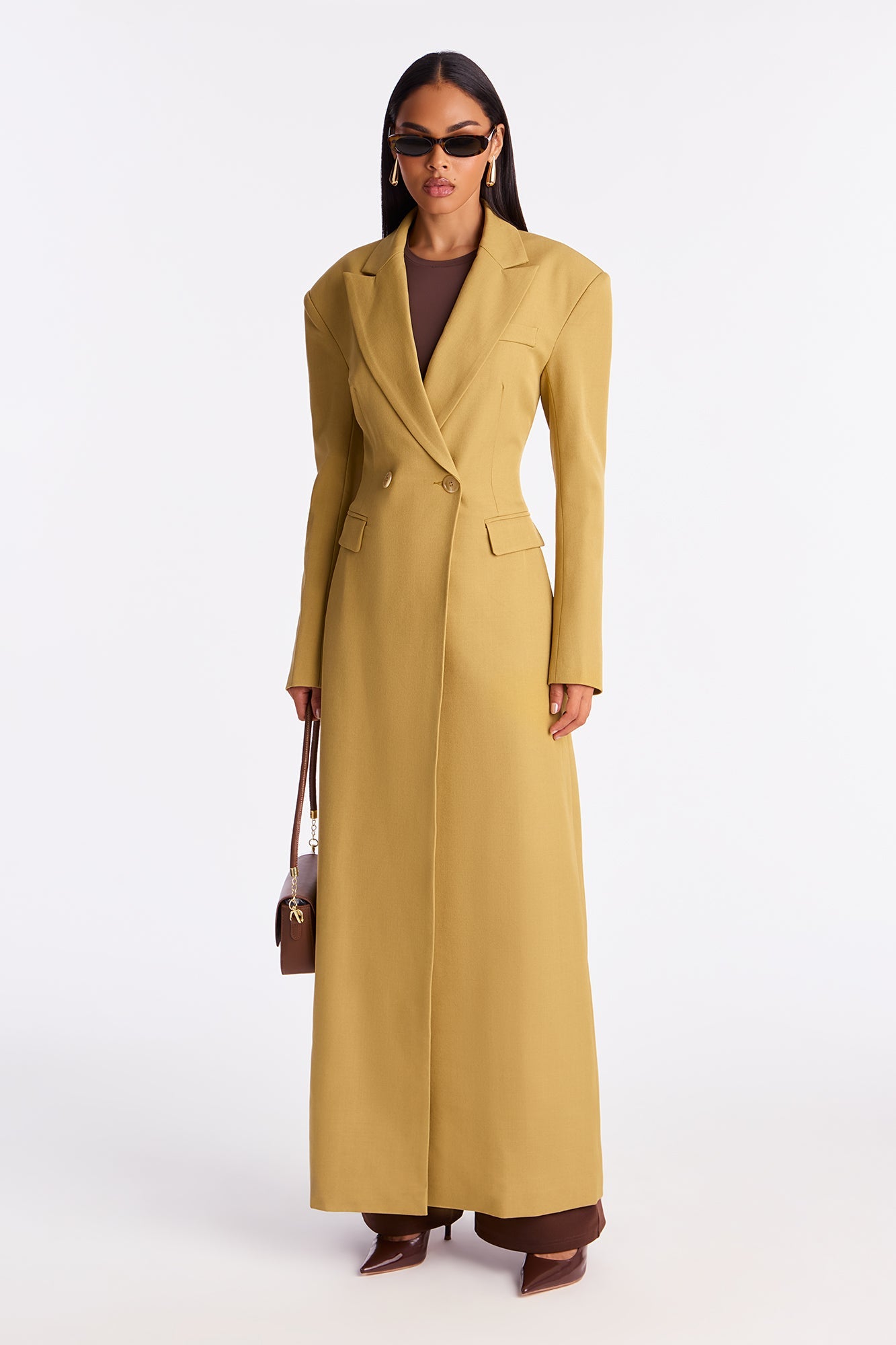 Manteau en Crêpe Croisé Wescott - Moutarde