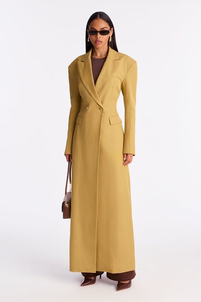 Manteau en Crêpe Croisé Wescott - Moutarde