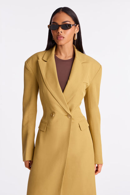 Manteau en Crêpe Croisé Wescott - Moutarde