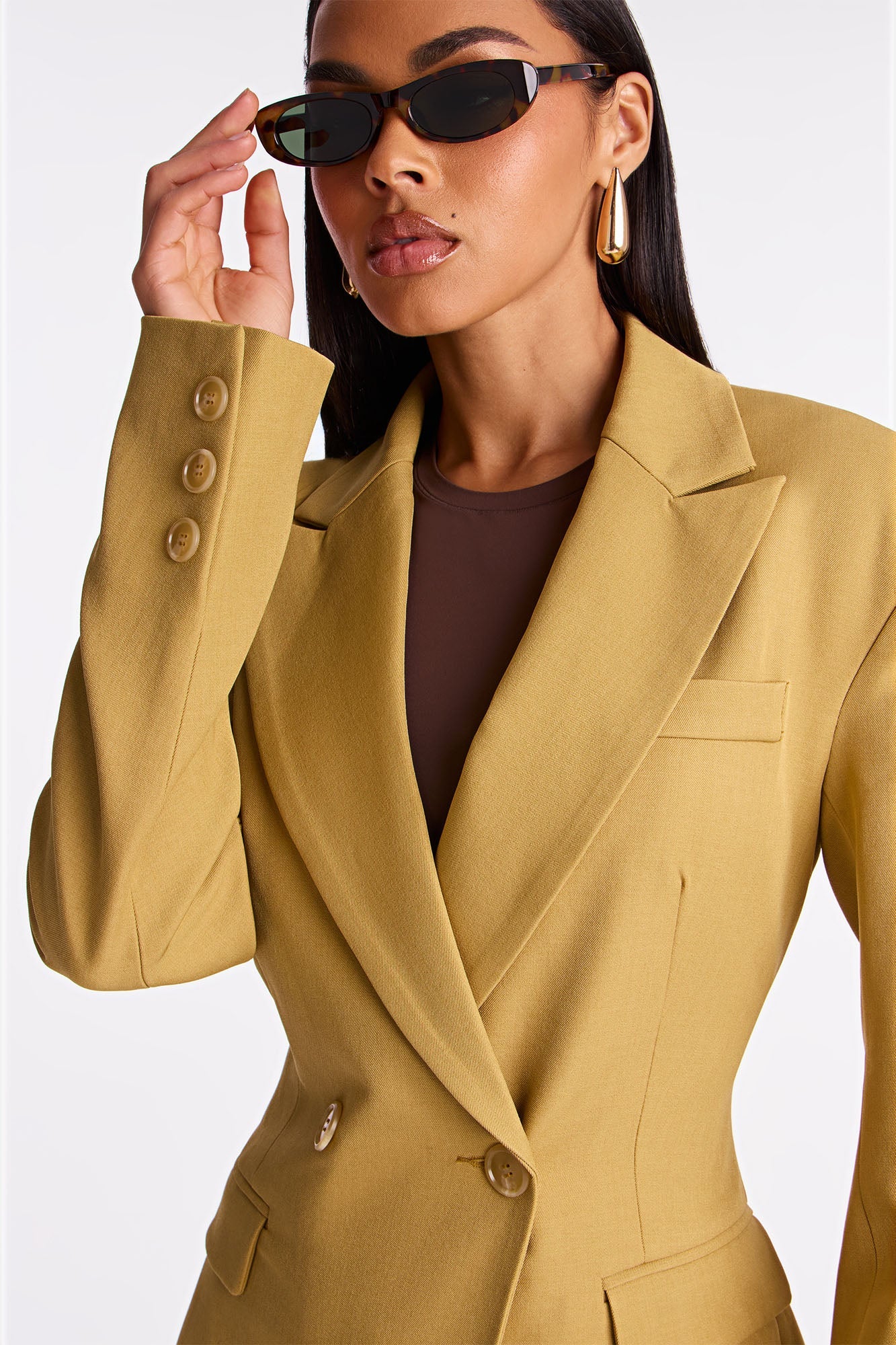 Manteau en Crêpe Croisé Wescott - Moutarde