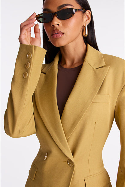 Manteau en Crêpe Croisé Wescott - Moutarde