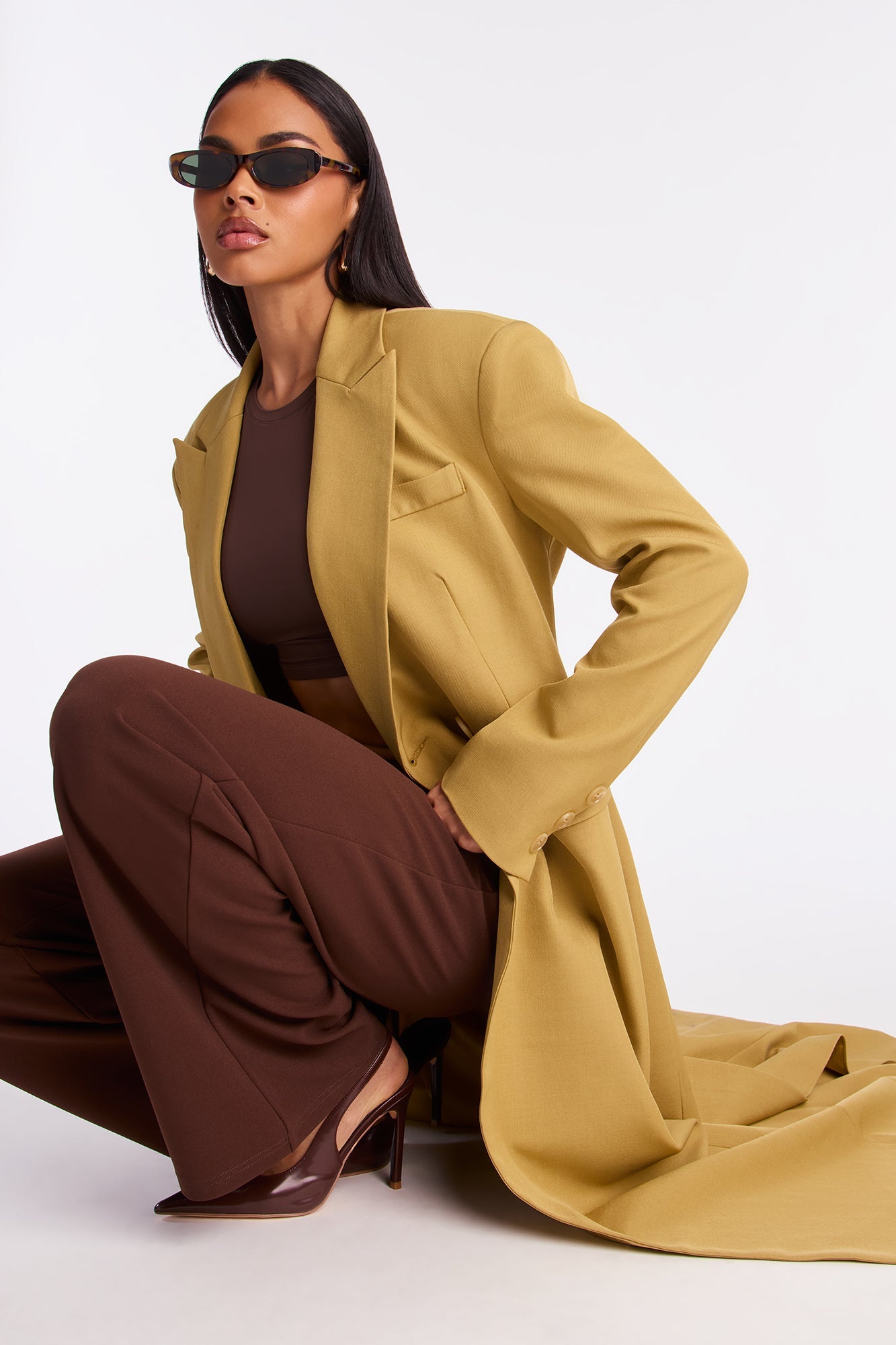 Manteau en Crêpe Croisé Wescott - Moutarde