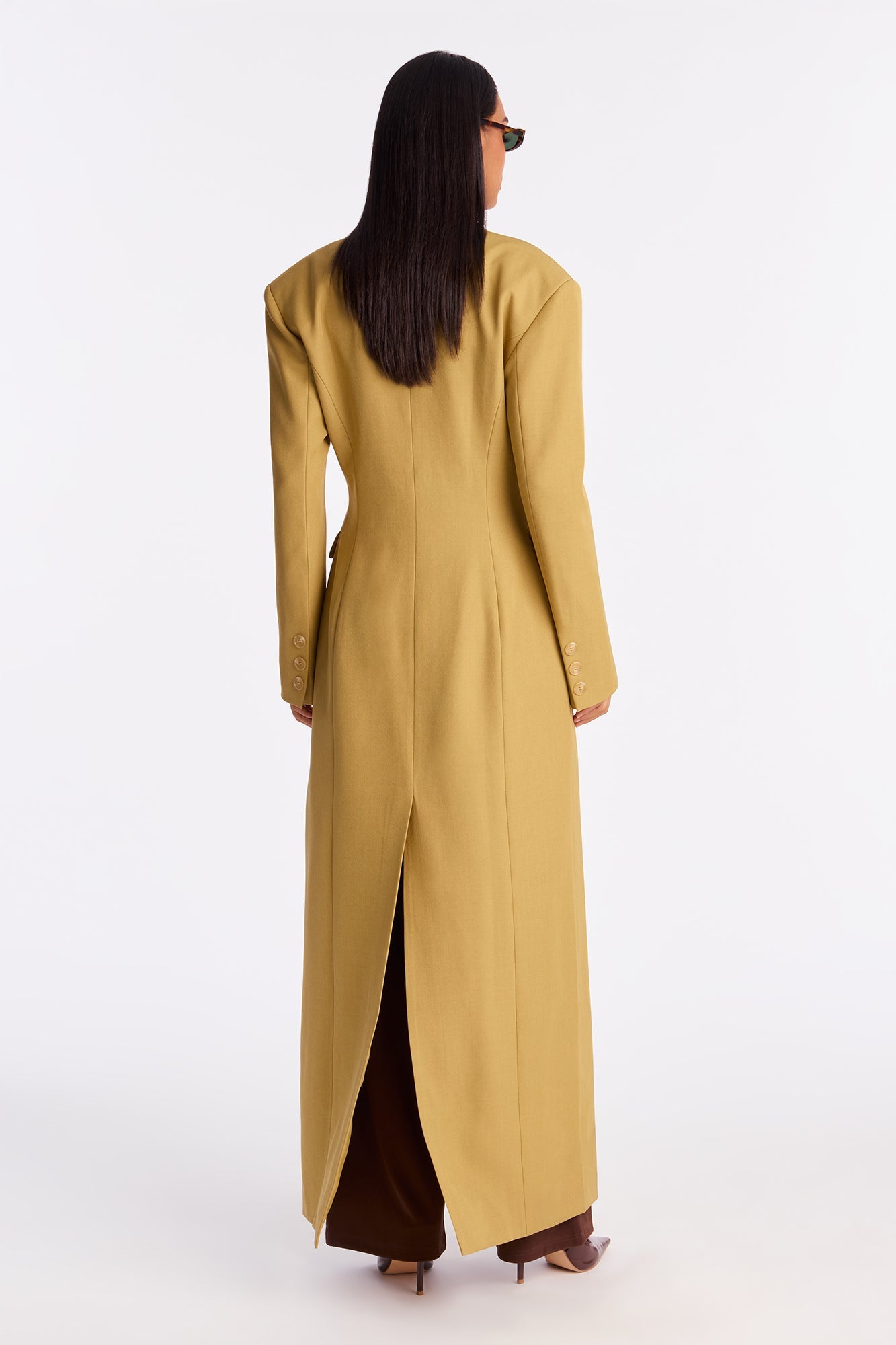 Manteau en Crêpe Croisé Wescott - Moutarde