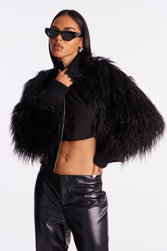 Veste en fourrure synthétique Sienna - Noir