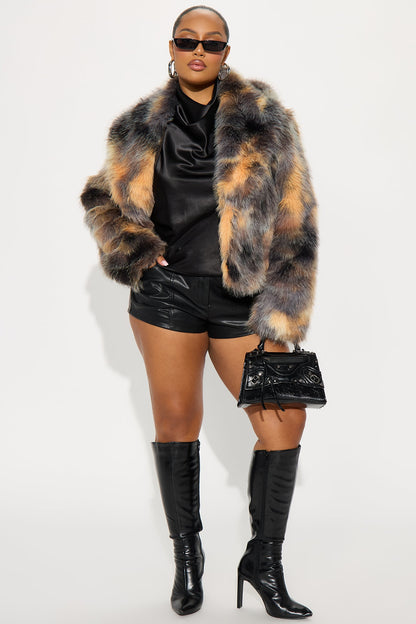 Manteau en Fourrure Synthétique Have It On Lock - Marron/combo