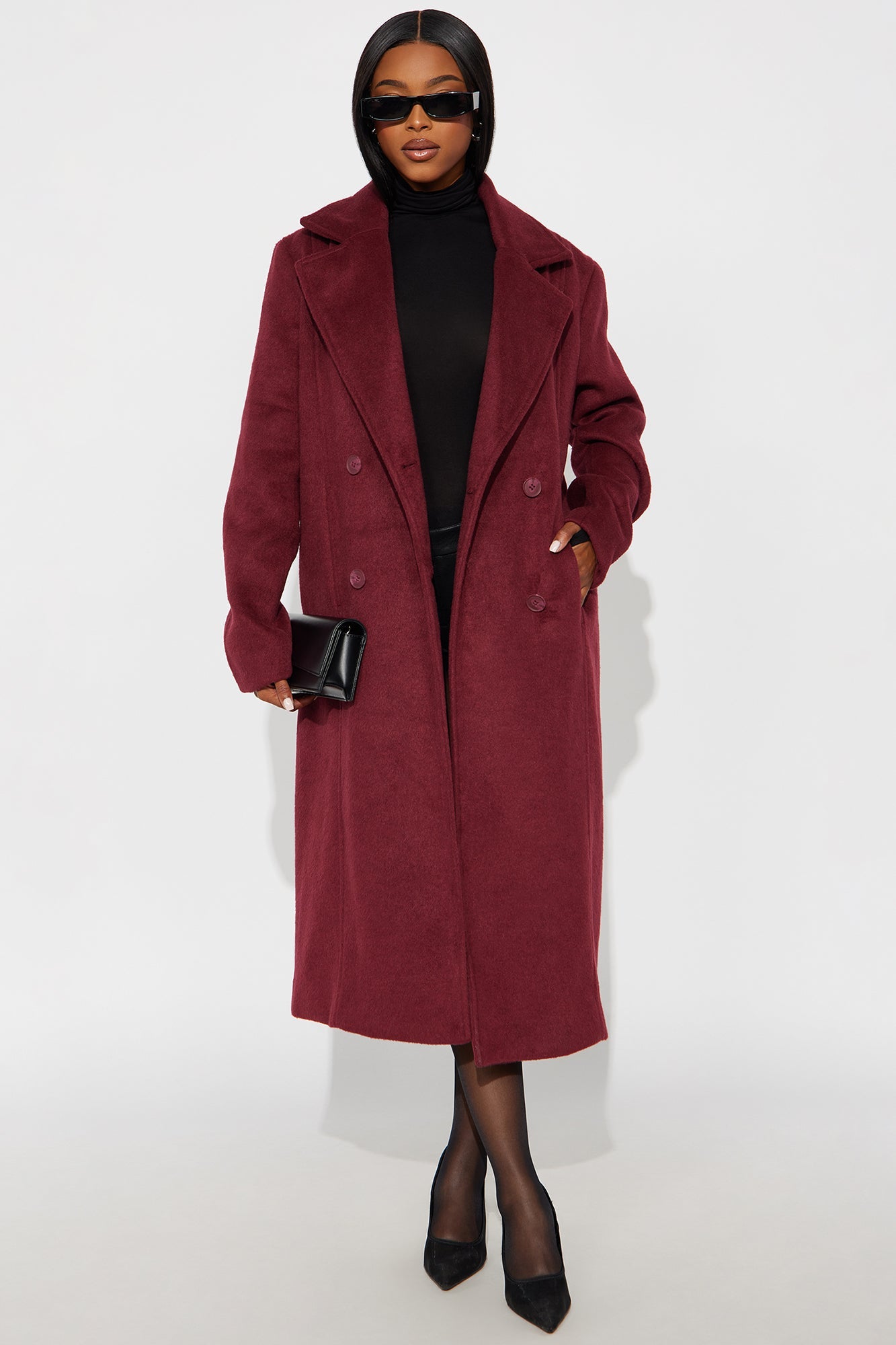 Manteau Trench en Laine Melonie - Vin