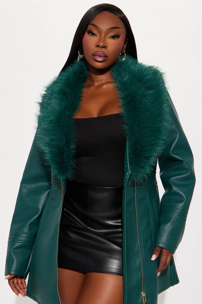 Manteau en Simili Cuir Après Les Heures - Chasseur