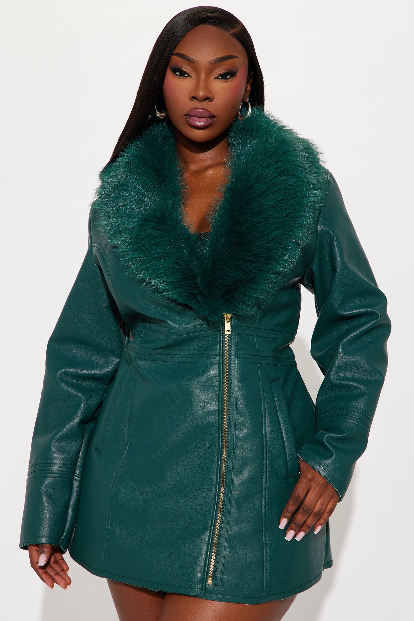 Manteau en Simili Cuir Après Les Heures - Chasseur