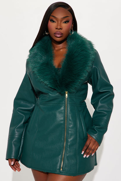 Manteau en Simili Cuir Après Les Heures - Chasseur