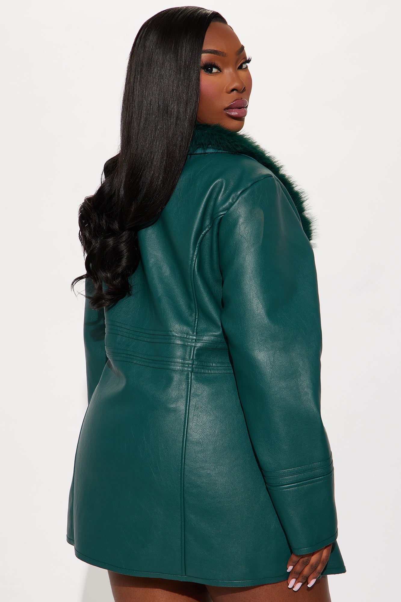 Manteau en Simili Cuir Après Les Heures - Chasseur