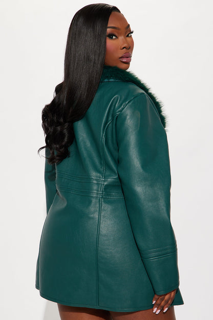 Manteau en Simili Cuir Après Les Heures - Chasseur