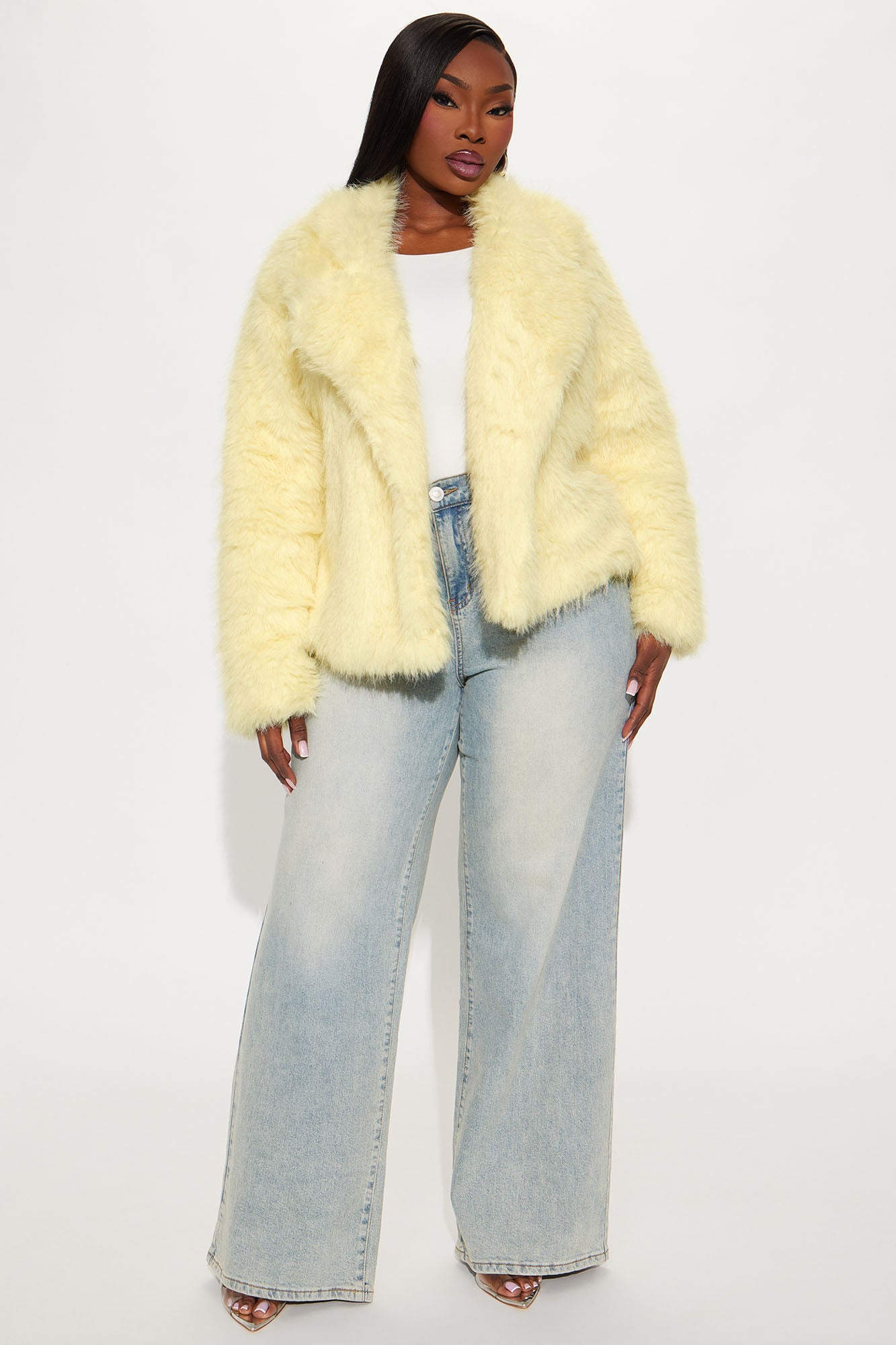 Manteau en Fausse Fourrure Kennedy - Jaune Beurre