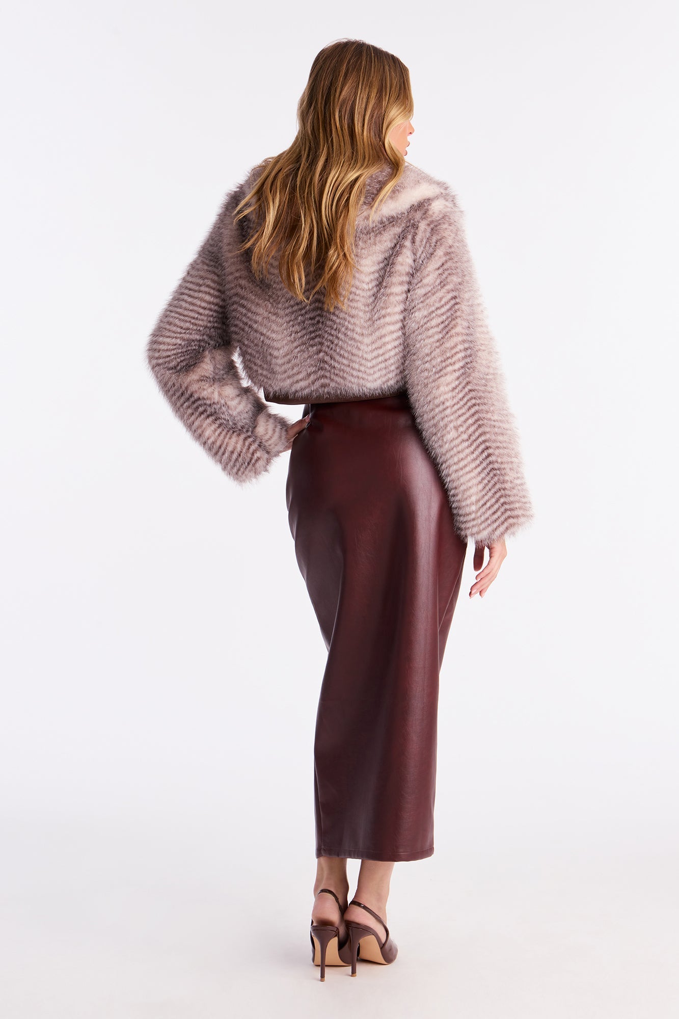 Manteau en fausse fourrure imprimé animal Femme Fatality - Marron/combo