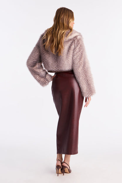 Manteau en fausse fourrure imprimé animal Femme Fatality - Marron/combo