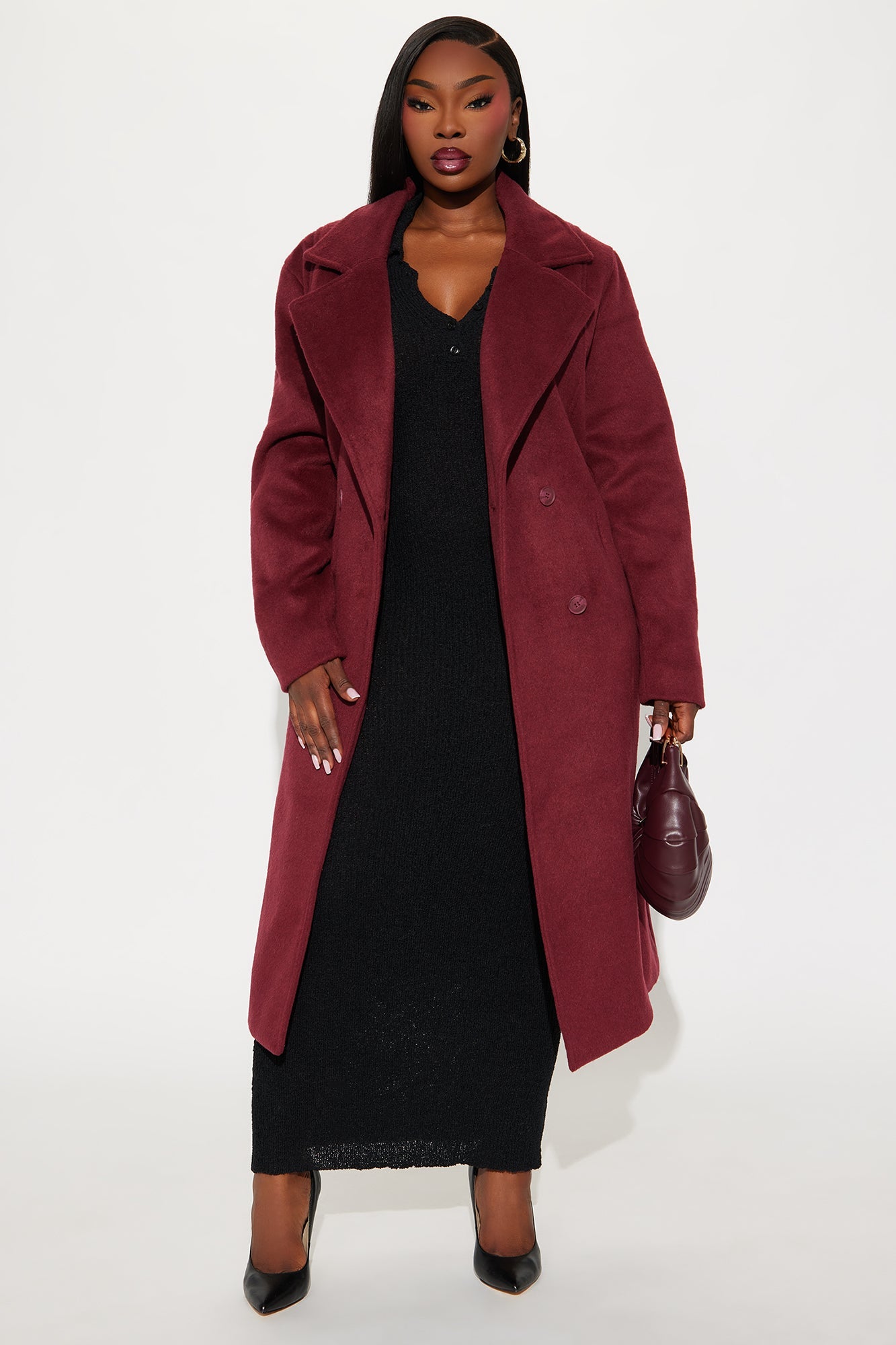 Manteau Trench en Laine Melonie - Vin